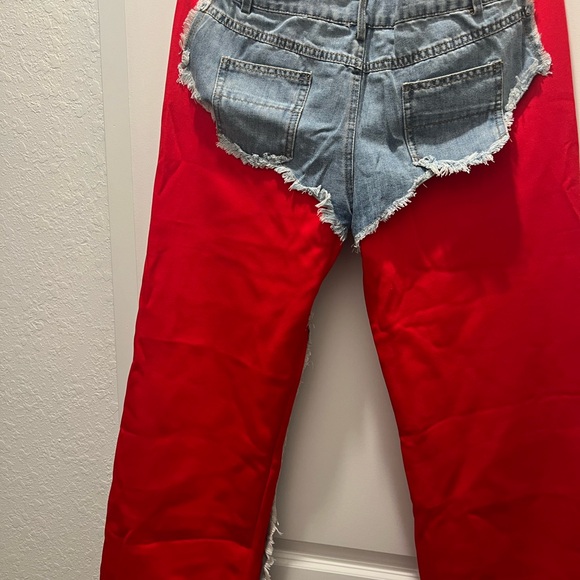 ELASTIC WAISTBAND DENIM DETAIL PANTS - Picture 4 of 4